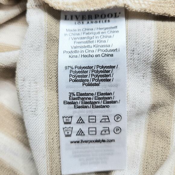 Liverpool Chevron Crewneck Tee Shirt Short Sleeve Top Stripe Beige White Small - Picture 8 of 8